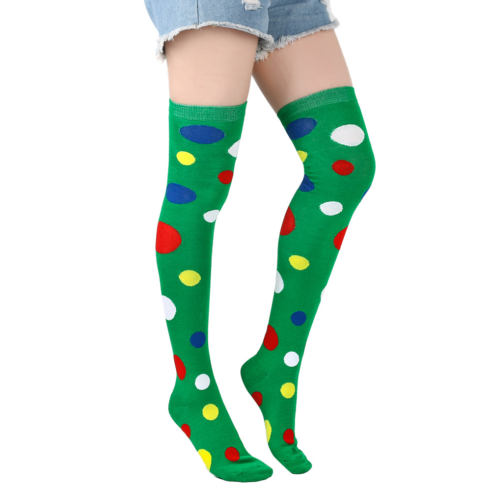 Womens Fashion Colorful Polka Dot Over-the-Knee Socks